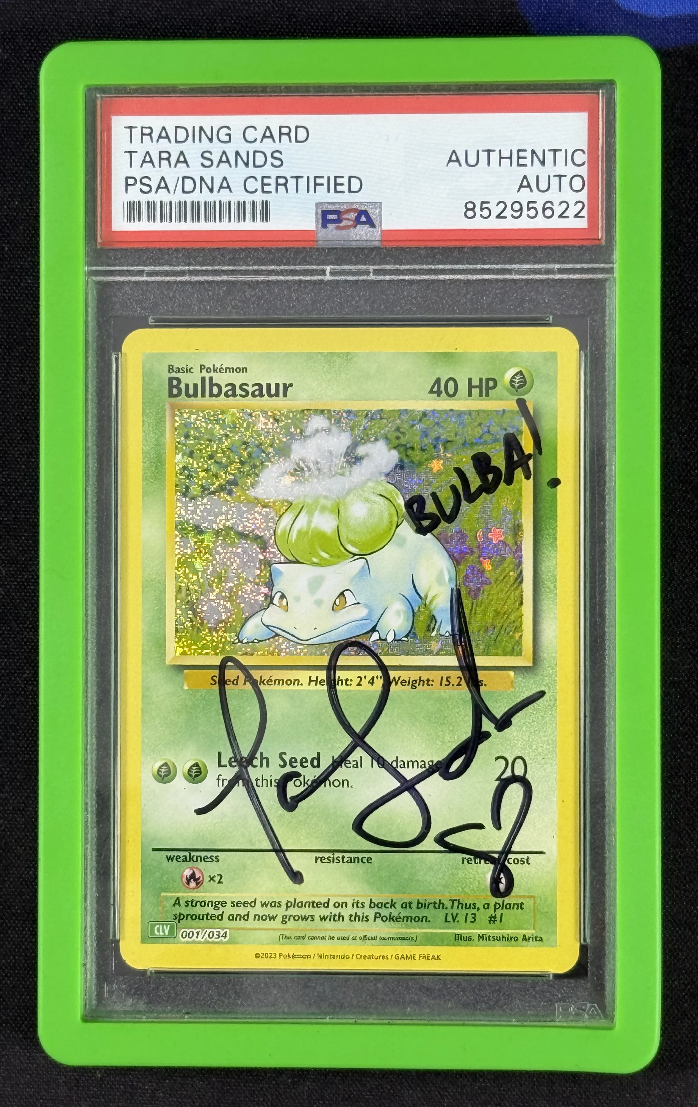 TARA SANDS SIGNED 2023 BULBASAUR HOLO