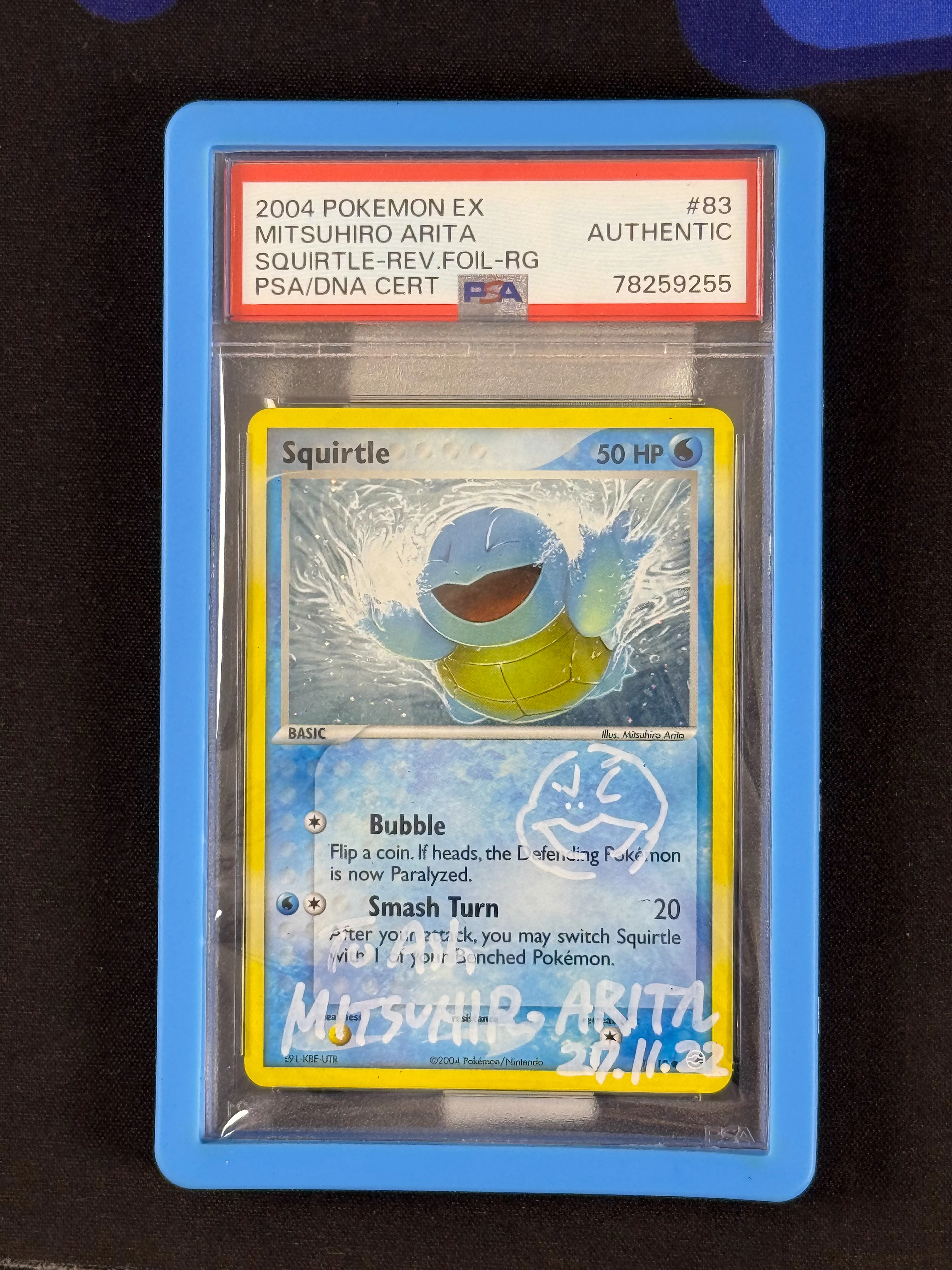 MITSUHIRO ARITA SIGNED SQUIRTLE REVERS HOLO 2004