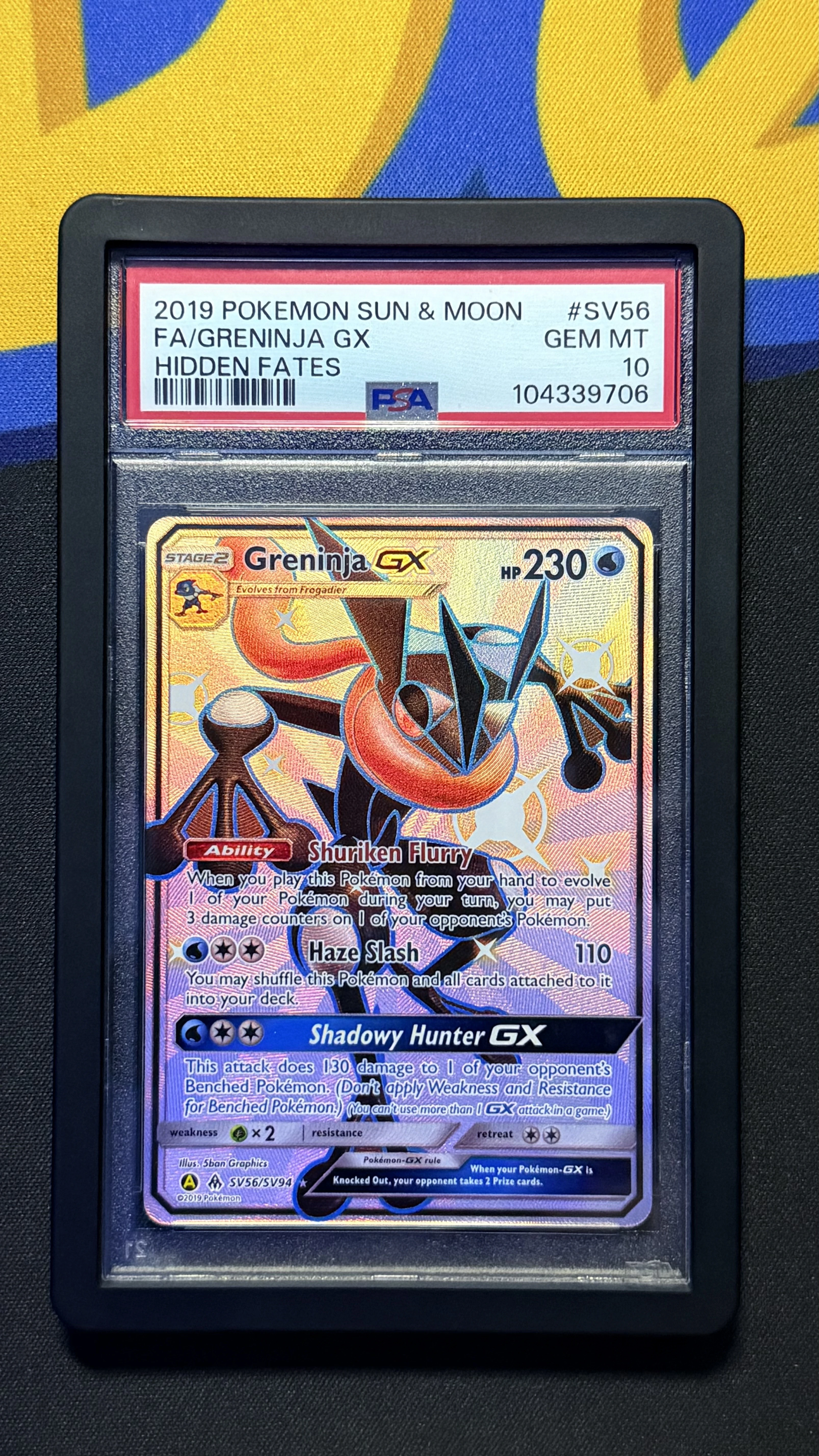 (Sold) Greninja GX SV56/SV94 Hidden Fates: Shiny Vault PSA 10 Gem Mint Pokemon